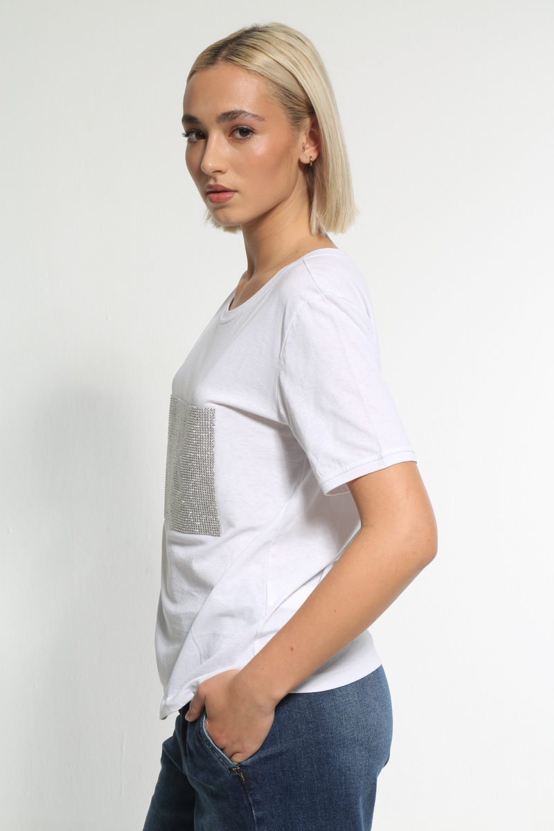 WHITE PATTERNED T-SHIRT