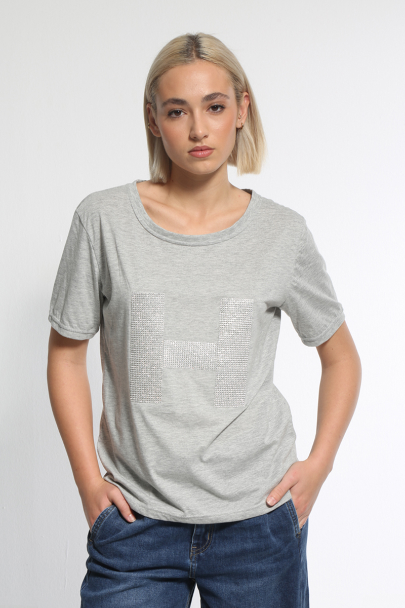 GRAY PATTERNED T-SHIRT