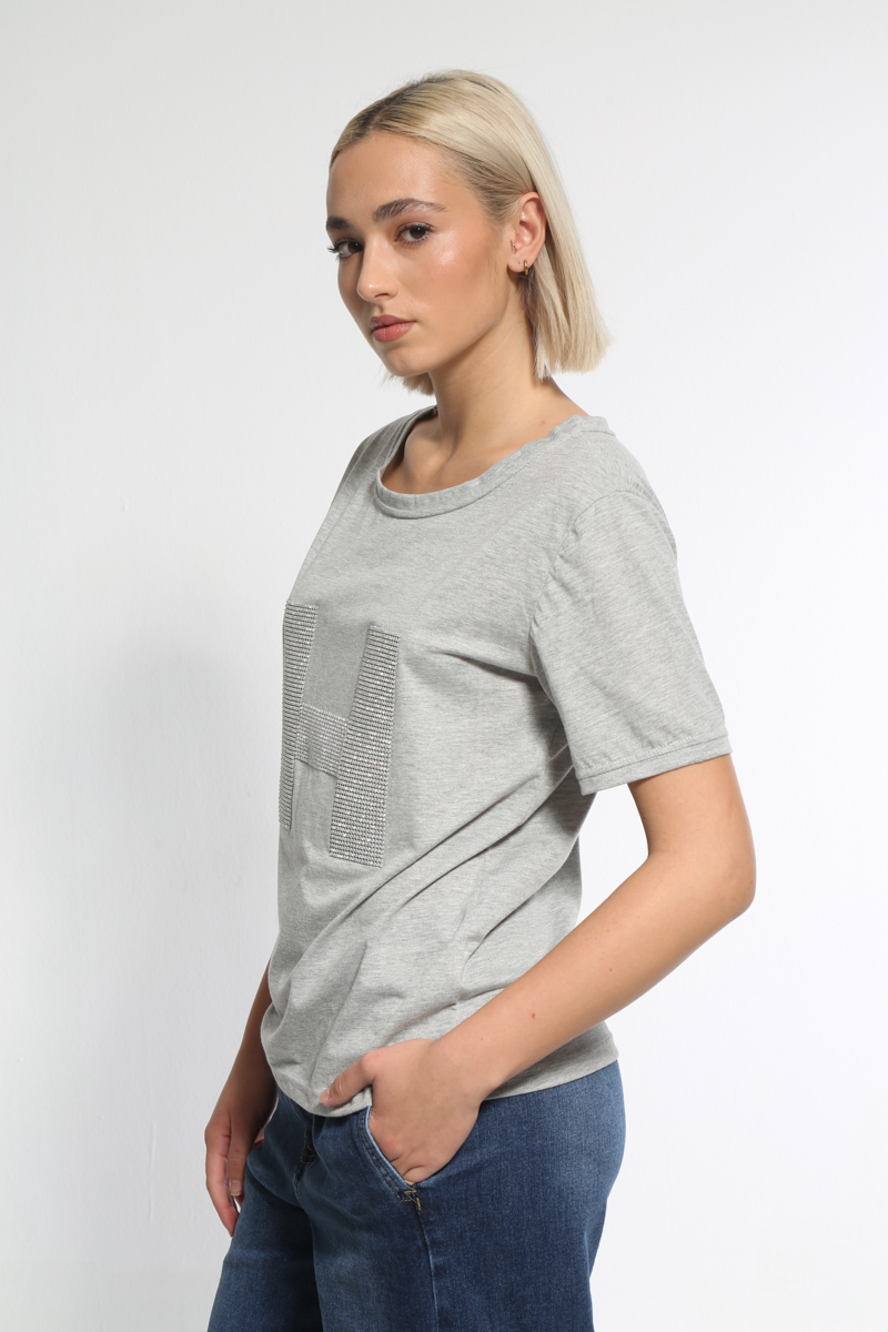 GRAY PATTERNED T-SHIRT