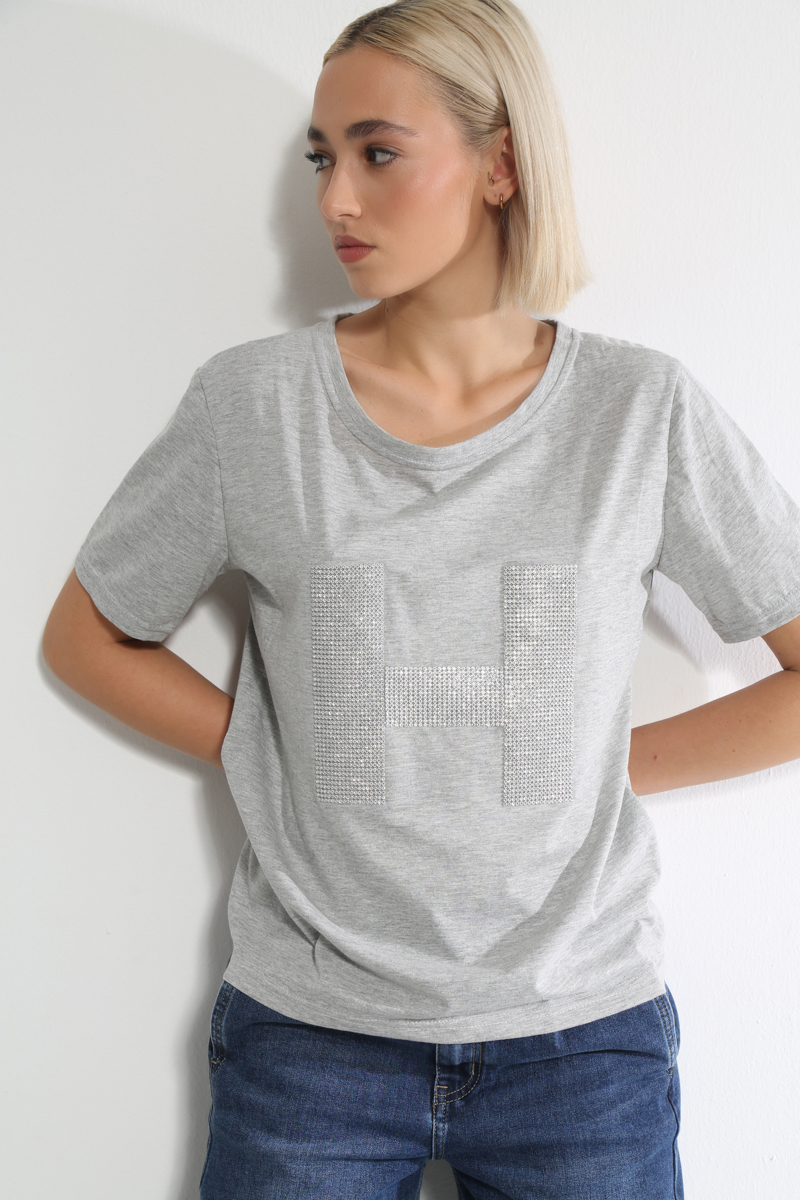 GRAY PATTERNED T-SHIRT