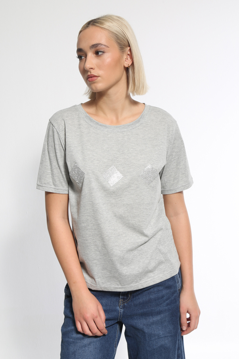 GRAY PATTERNED T-SHIRT