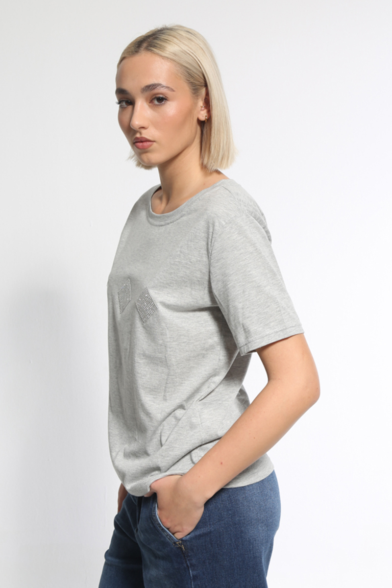 GRAY PATTERNED T-SHIRT