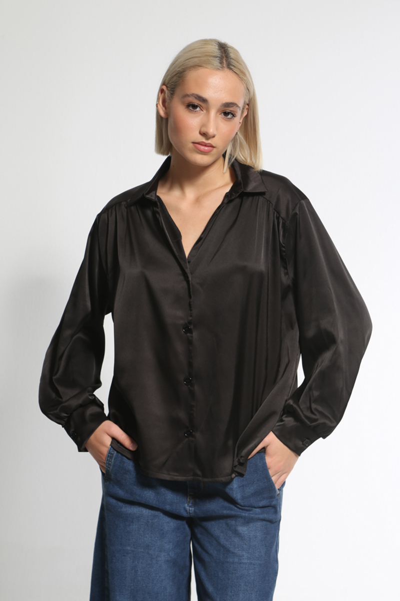 BLACK SATIN SHIRT