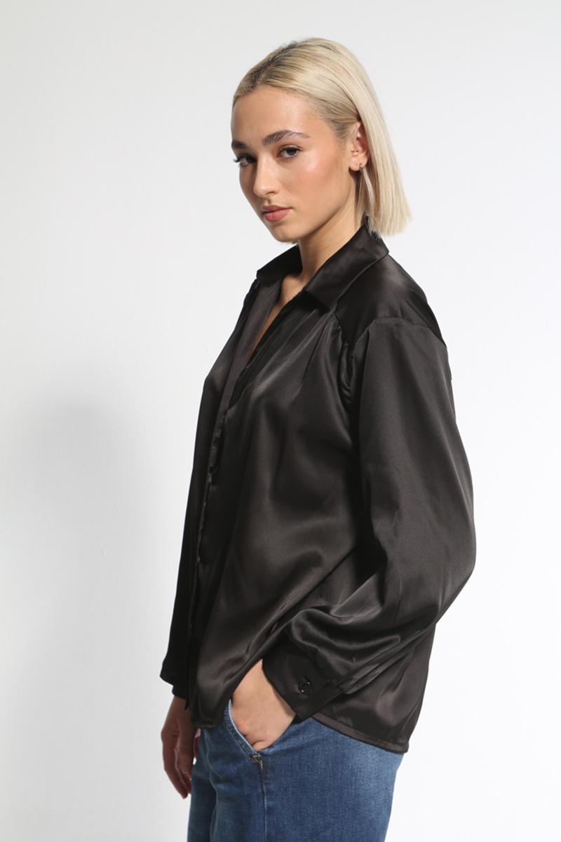 BLACK SATIN SHIRT