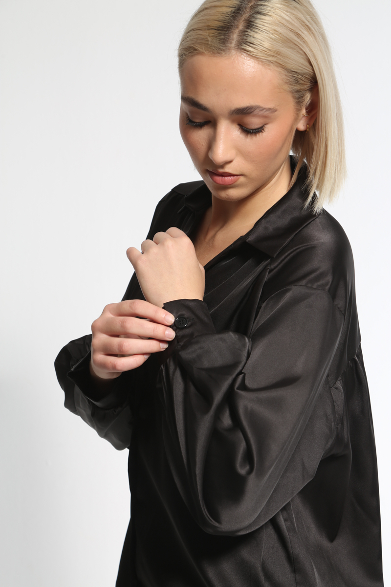 BLACK SATIN SHIRT