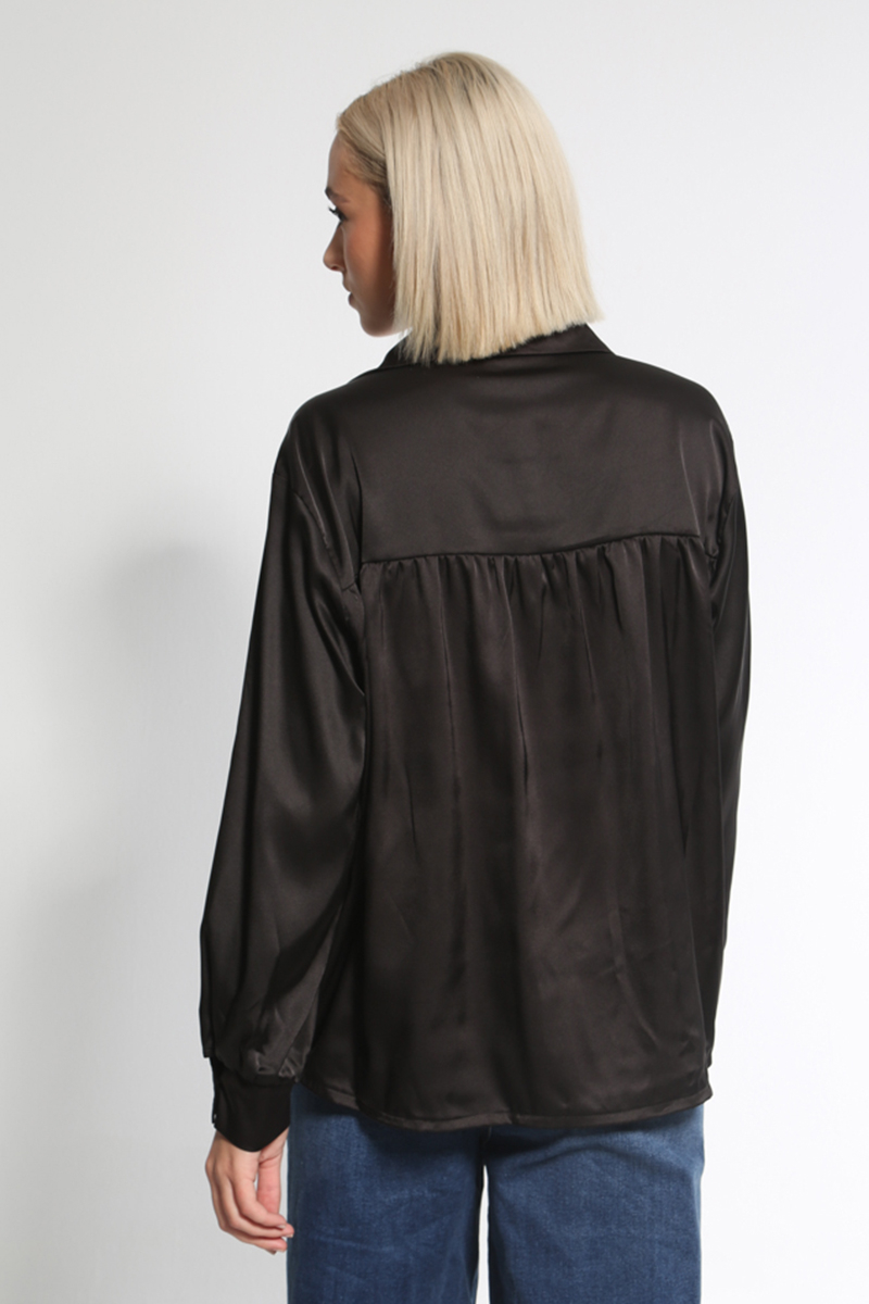 BLACK SATIN SHIRT