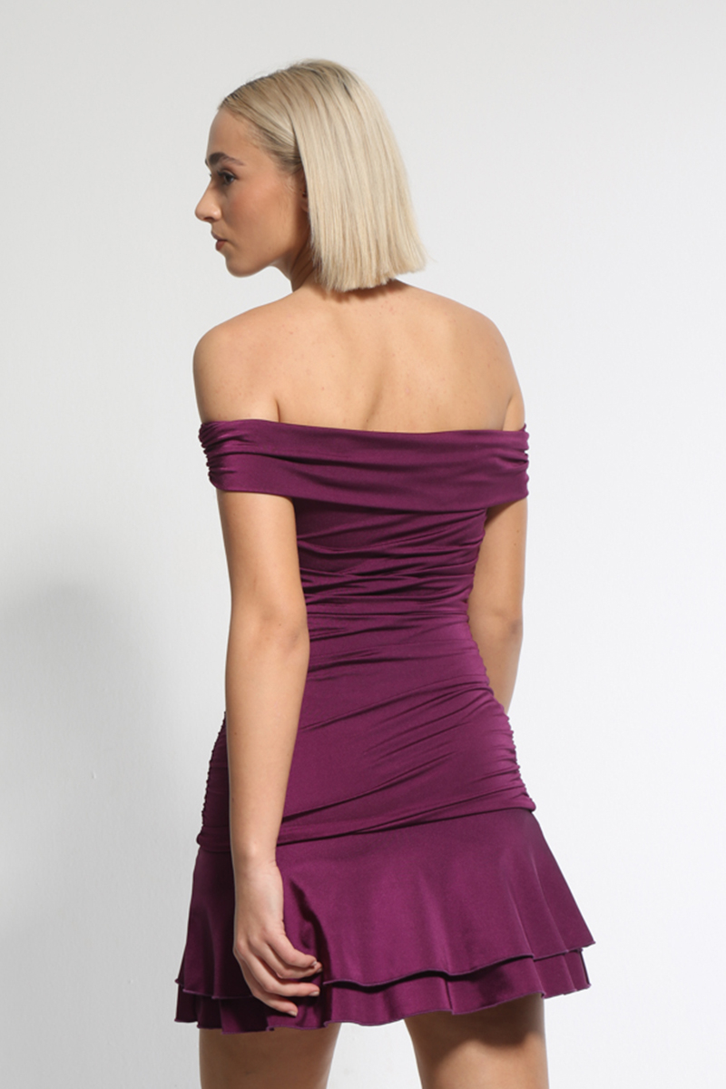 PURPLE SATIN MINI DRESS