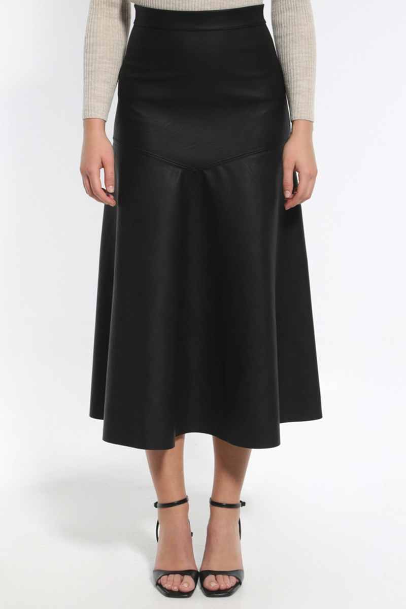 BLACK ASYMMETRICAL MAXI SKIRT