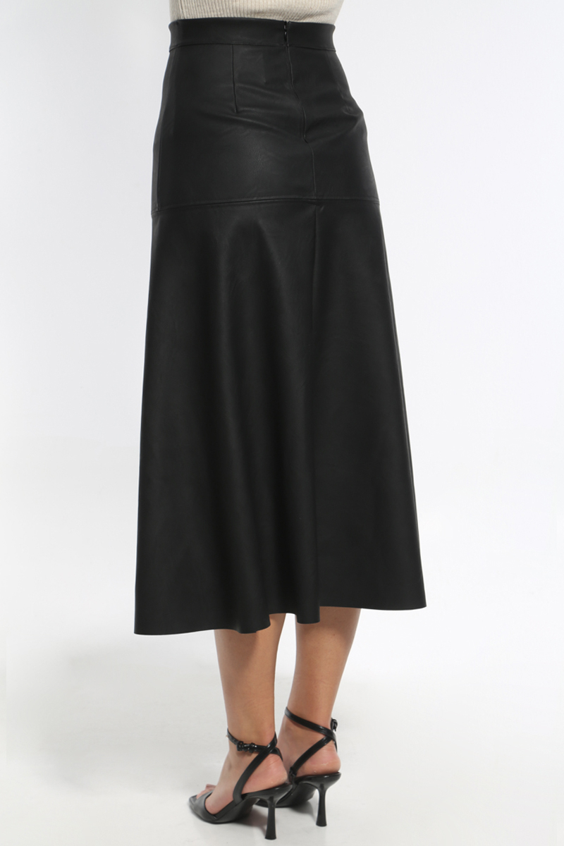 BLACK ASYMMETRICAL MAXI SKIRT