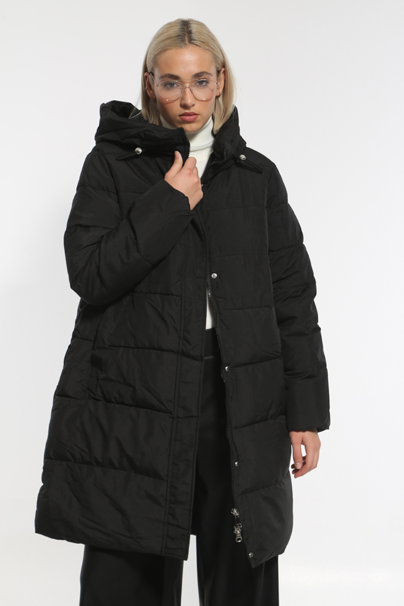 BLACK LONG JACKET WITH HOOD