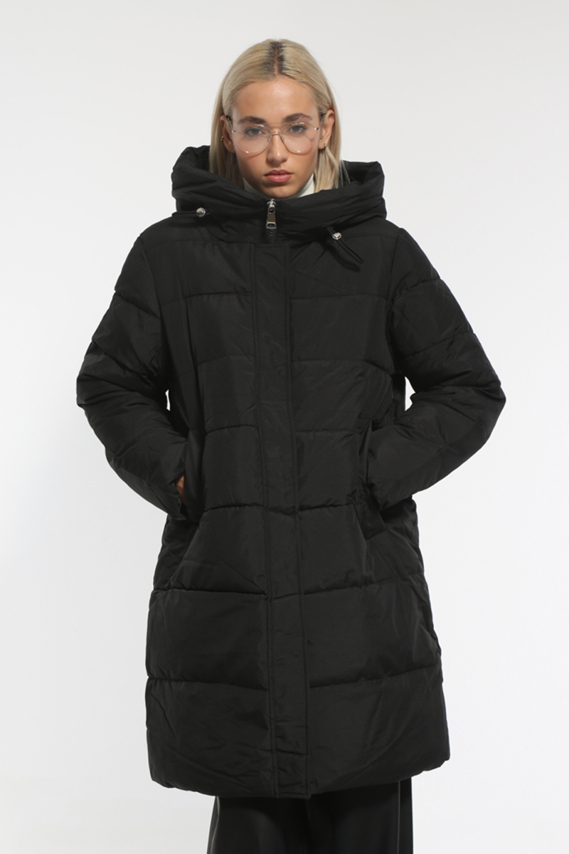 BLACK LONG JACKET WITH HOOD