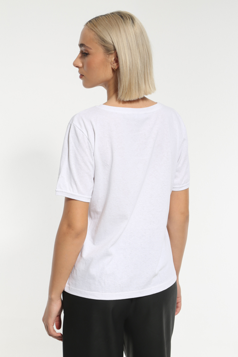 WHITE PATTERNED SHORT SLEEVE T-SHIRT