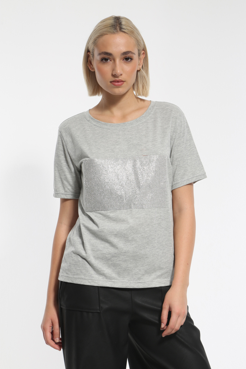 GRAY PATTERNED T-SHIRT