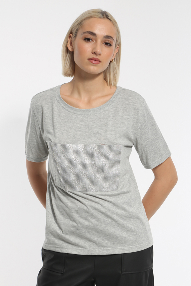 GRAY PATTERNED T-SHIRT