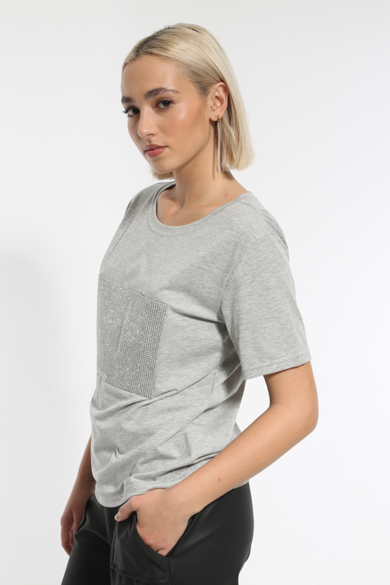 GRAY PATTERNED T-SHIRT