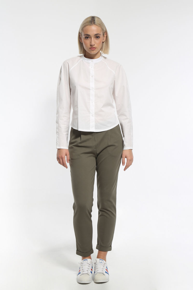 COMFORTABLE KHAKI PANTS WITH ELASTIC WAIST