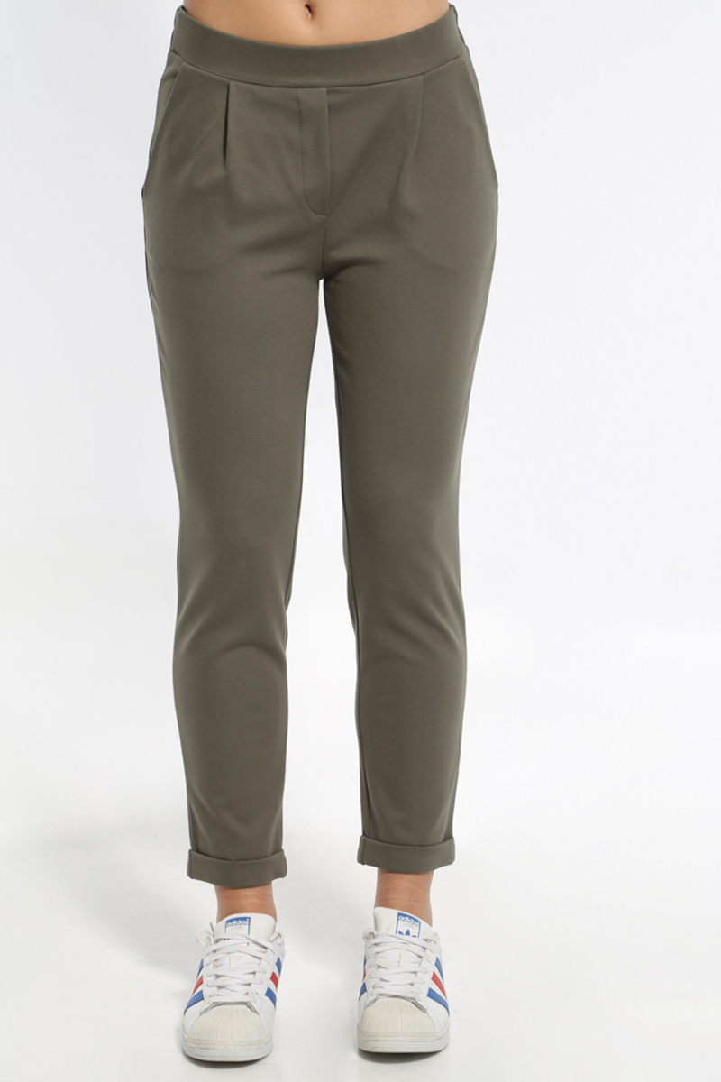 COMFORTABLE KHAKI PANTS WITH ELASTIC WAIST