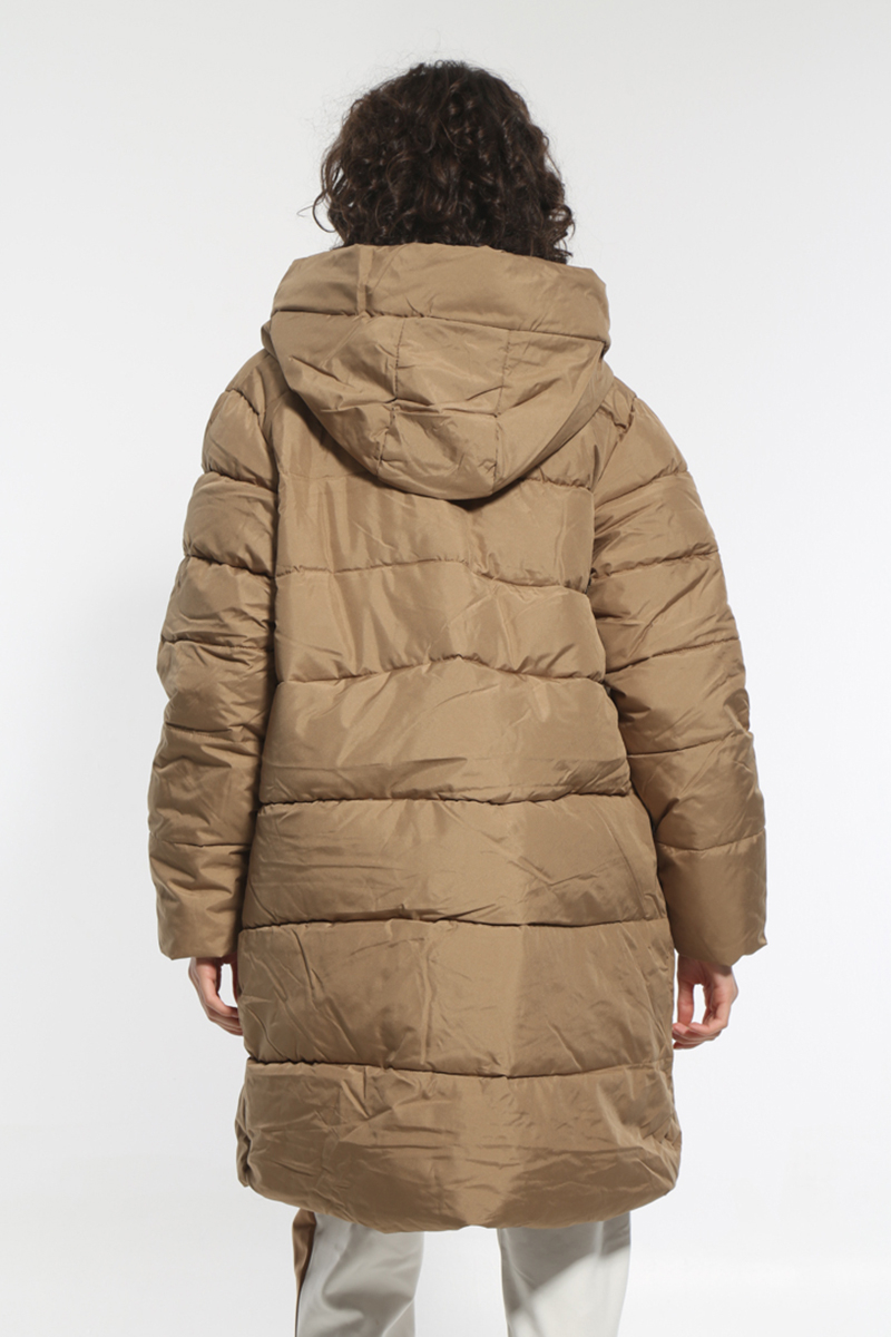 CAMEL LONG JACKET WITH HOOD