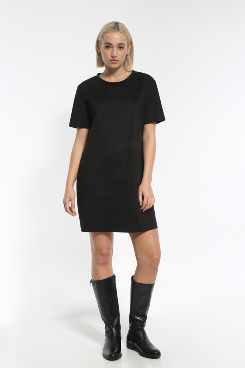 SHORT SLEEVE BLACK MINI DRESS