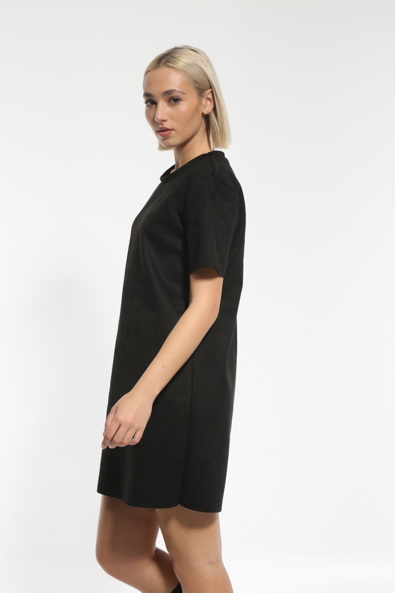 SHORT SLEEVE BLACK MINI DRESS