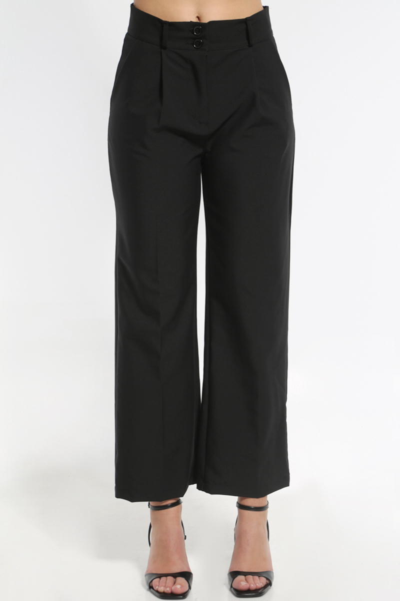 BLACK WIDE LEG TROUSERS