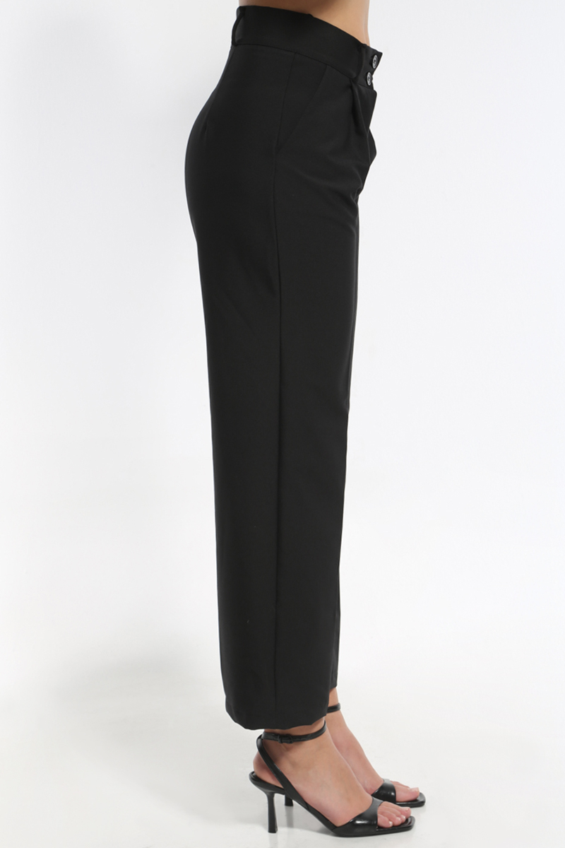 BLACK WIDE LEG TROUSERS