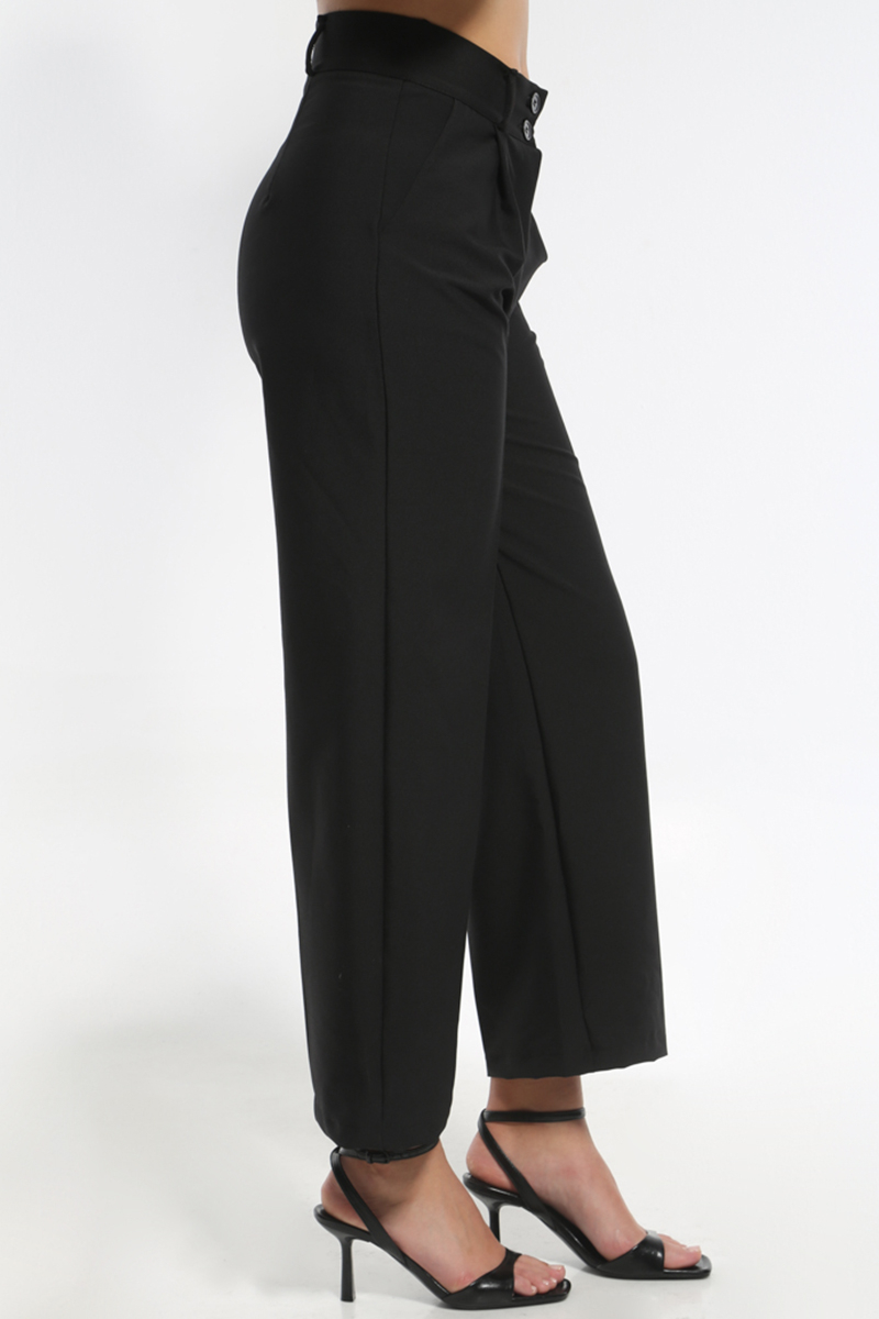 BLACK WIDE LEG TROUSERS