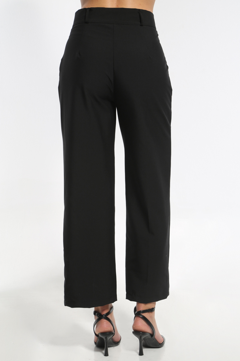 BLACK WIDE LEG TROUSERS