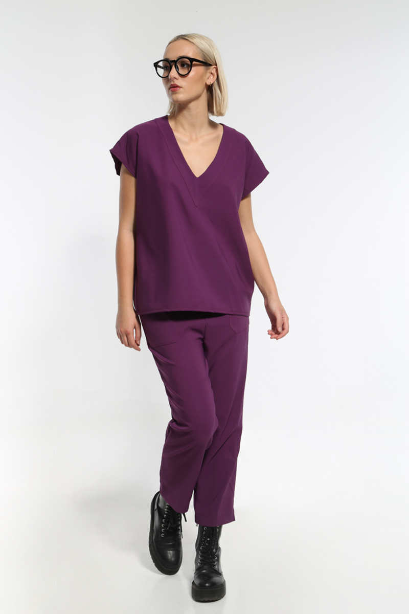 PURPLE SET WITH SHORT-SLEEVED T-SHIRT AND PANTS