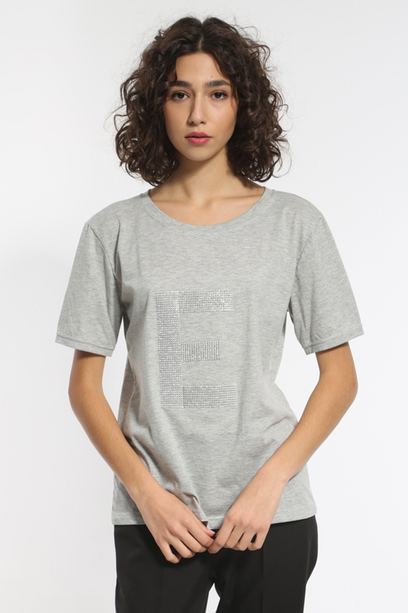 GRAY PATTERNED T-SHIRT