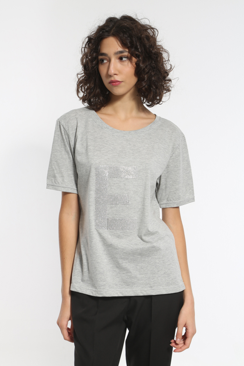 GRAY PATTERNED T-SHIRT