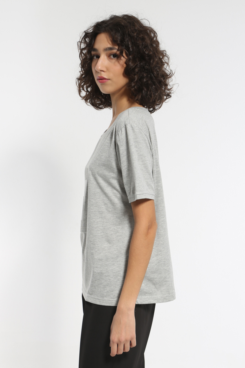 GRAY PATTERNED T-SHIRT