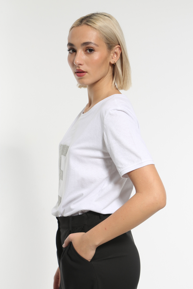 WHITE PATTERNED T-SHIRT