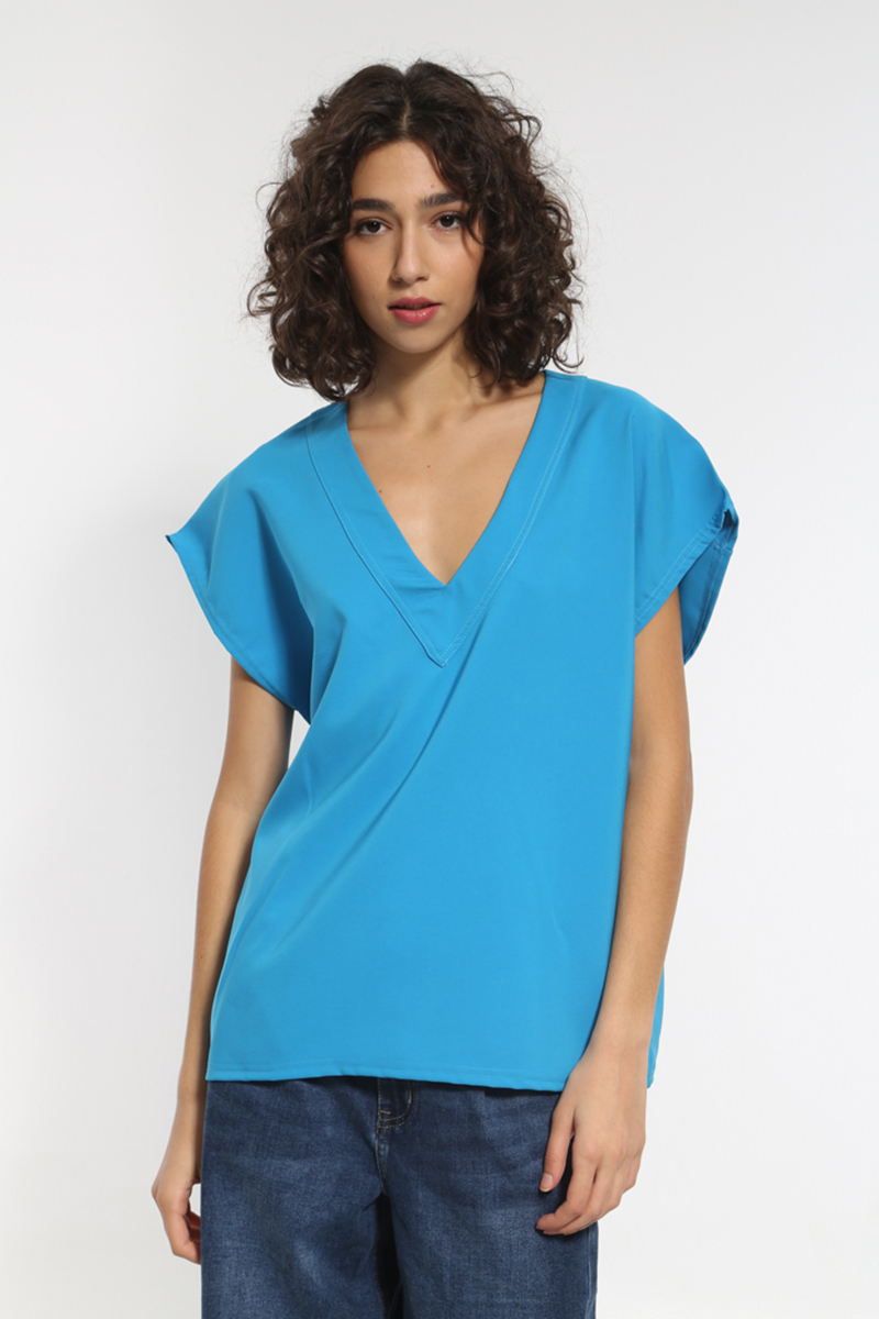 CIEL SHORT SLEEVED V-NECK BLOUSE