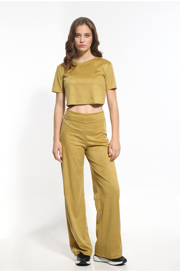 OCHER PANTS WITH ELASTIC WAIST