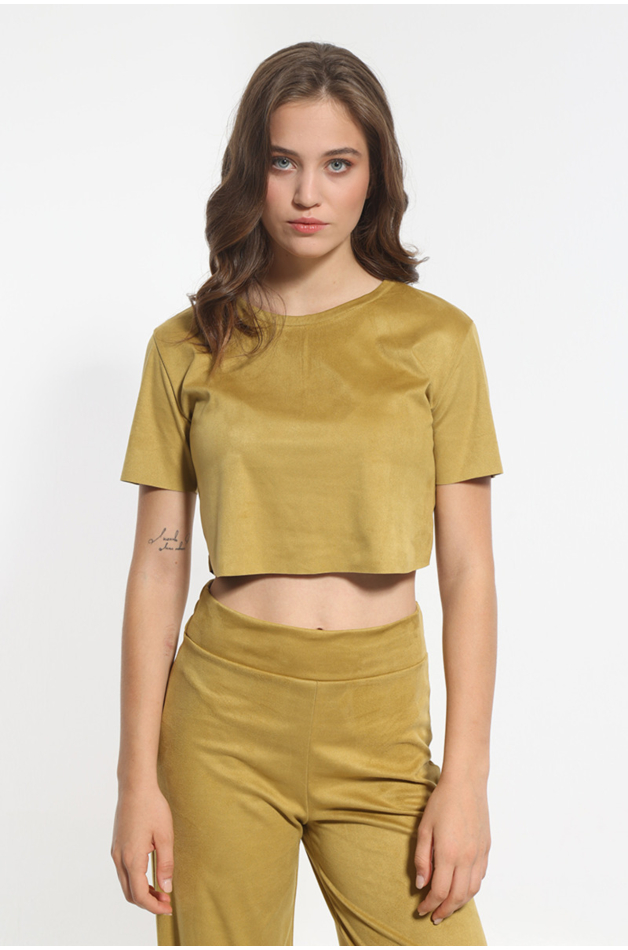 SHORT TOP SLEEVED IN OCHRE