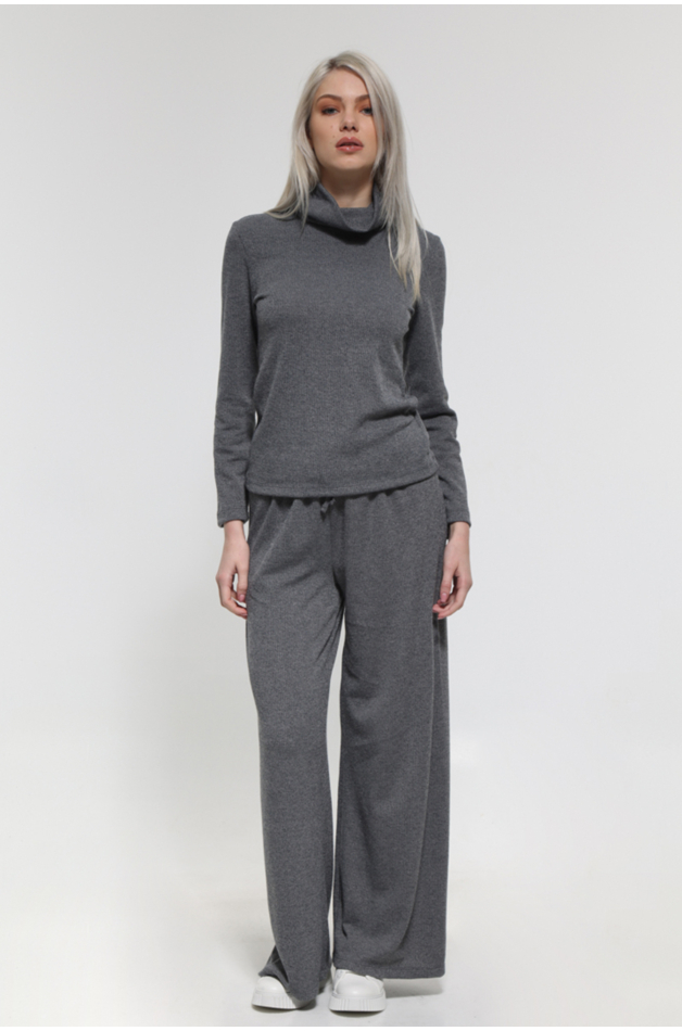 GRAY PANTS WITH ELASTIC WAIST