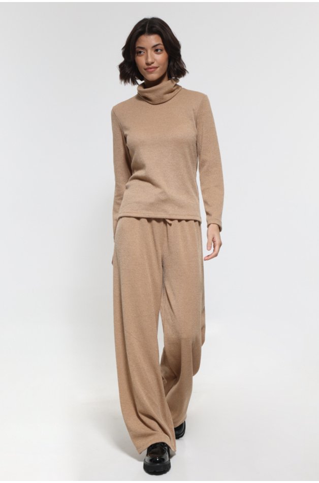 CAMEL PANTS WITH ELASTIC WAIST