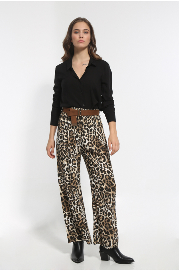 WIDE ANIMAL PRINT PANTS