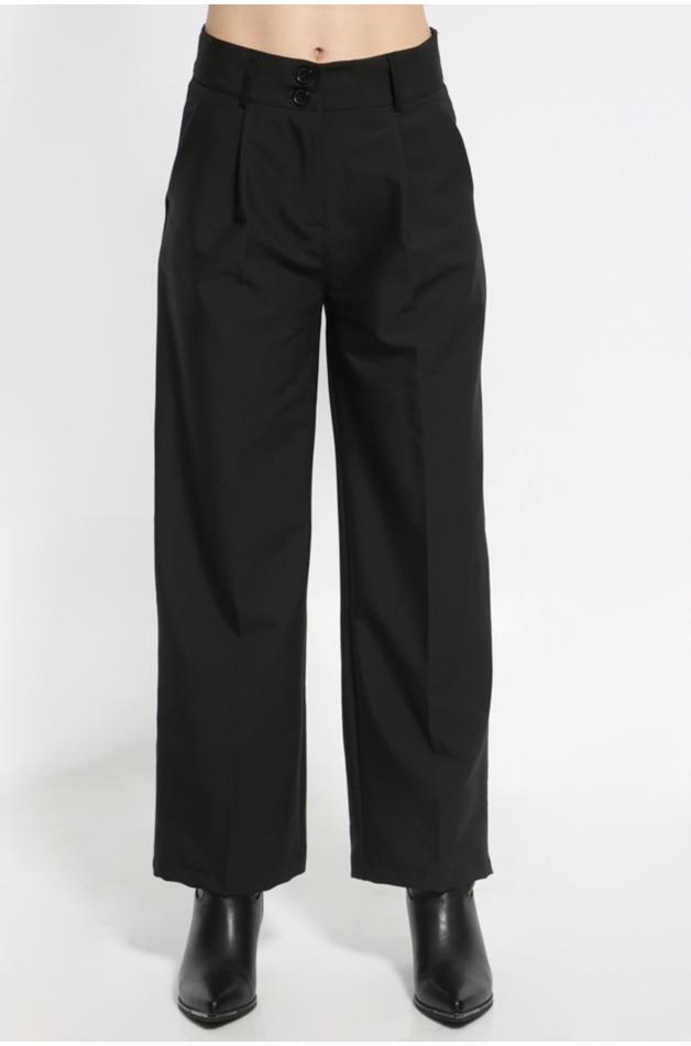 BLACK WIDE LEG TROUSERS