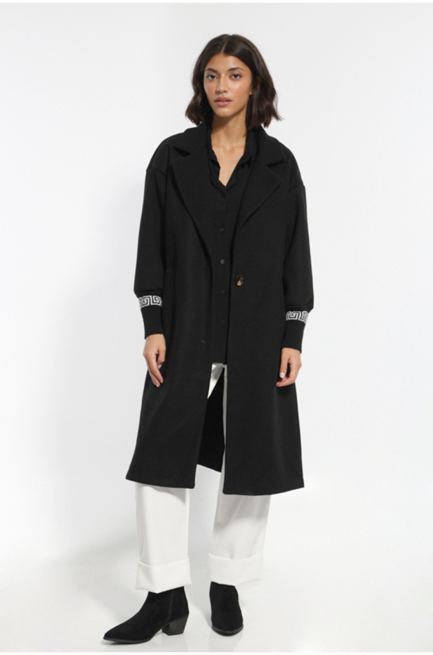 BLACK LONG COAT WITH BUTTONS