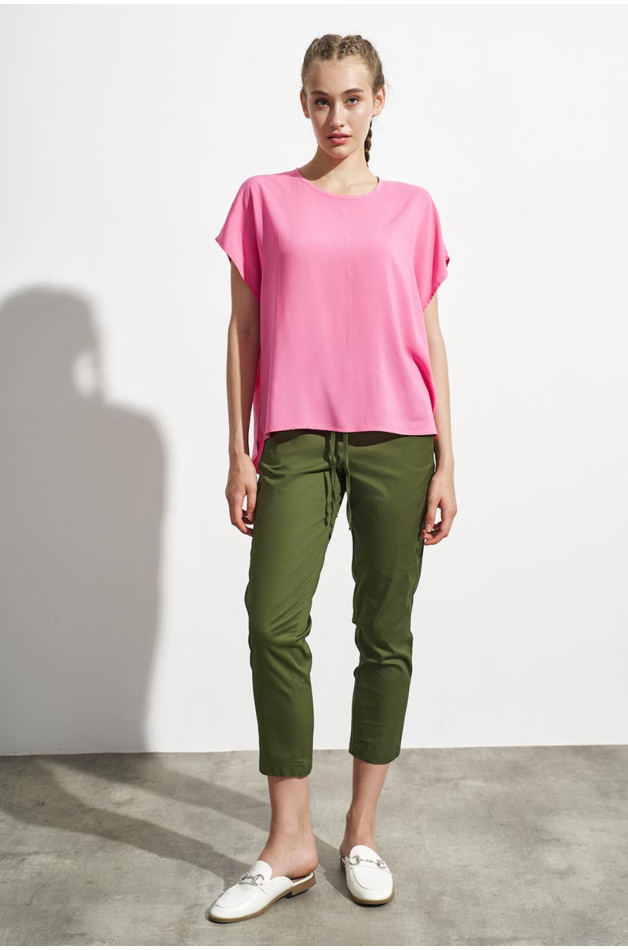 CROPPED TROUSERS, WITH ELASTIC WAIST, COTTON