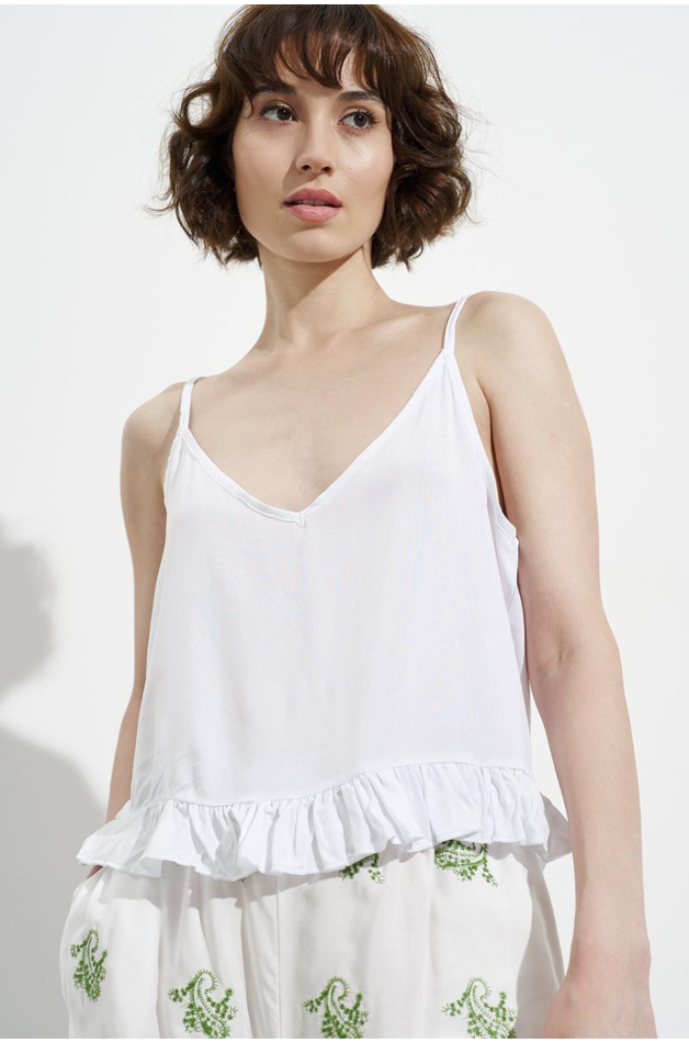 TOP WITH STRAPS, WHITE