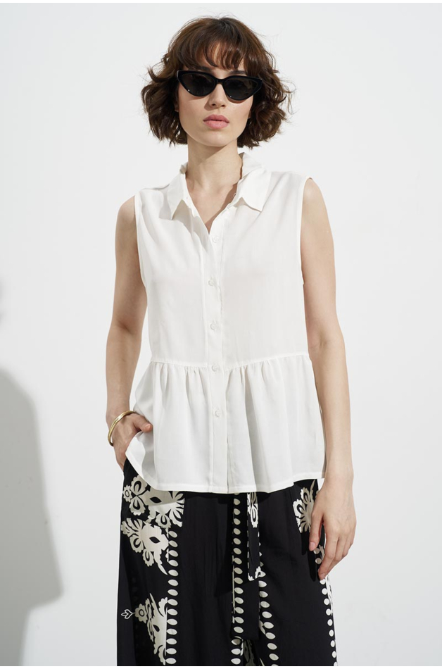 SLEEVELESS SHIRT WITH FOLDS WHITE