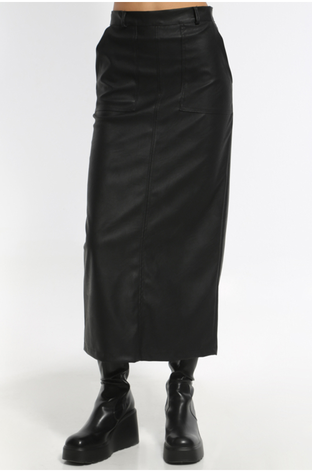 WIDE BLACK SKIRT WITH POCKETS